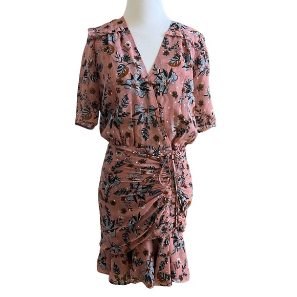 Veronica Beard Dakota Floral Silk Wrap Dress NWT Mauve Multi Size 0 - Picture 3 of 9